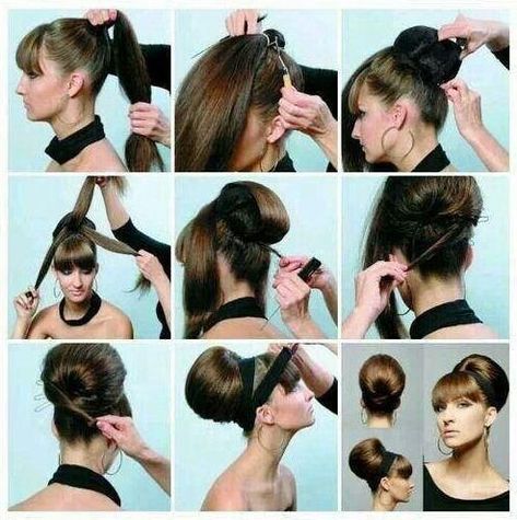 18 Pretty Simple Bun Hairstyles Tutorials for 2018 Vintage Hairstyles Tutorial, Easy Updo Hairstyles, Easy Bun Hairstyles, Hair Bun Tutorial, Long Hair Updo, Peruvian Hair, Retro Hairstyles, Elegant Hairstyles, Vintage Hairstyles