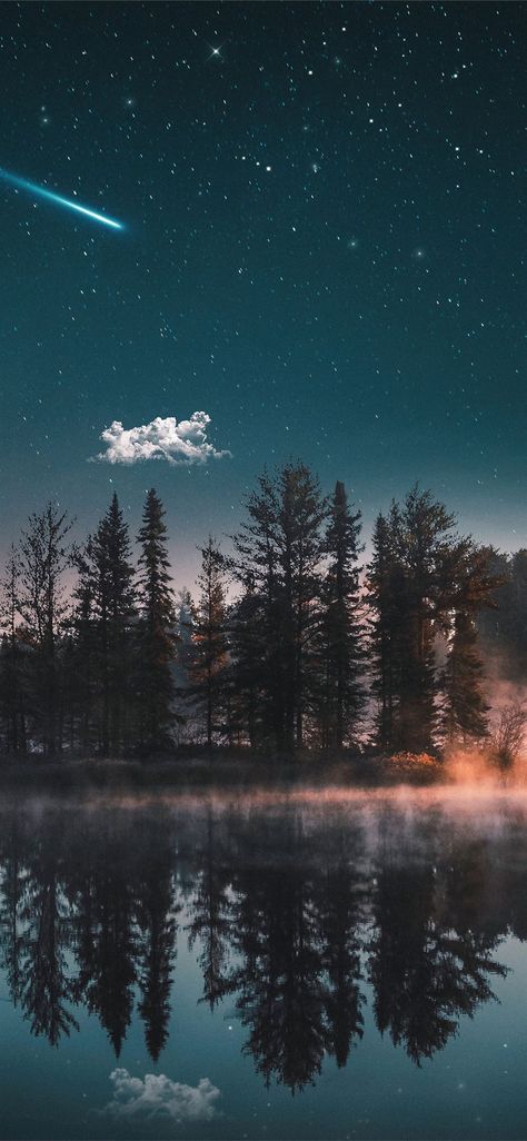 dreamy lake #lake #nature #trees #photography #Behance #iPhone11Wallpaper Night Sky, Iphone 11, Trees, Lake, Wallpapers, Iphone, Stars