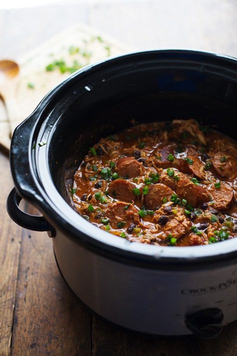 This Slow Cooker Creole Chicken and Sausage just takes 10 minutes to prep and has beans and bell peppers for bonus healthy points. #slowcooker #crockpot #recipe #dinner | pinchofyum.com Creole Chicken And Sausage, Creole Chicken, Zucchini Cakes Recipe, Chicken And Sausage, Pinch Of Yum, Andouille Sausage, Andouille, Crock Pot Slow Cooker, Crockpot Recipes Slow Cooker