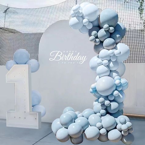 PRICES MAY VARY. Baby Blue Balloon Arch Kit: 115 Pcs balloon garland kit come with 6 Pcs 18 inch blue balloons, 30 Pcs 12 inch blue balloons, 40 Pcs 5 inch blue balloons, 35 Pcs 10 inch blue balloons, 1Pcs balloon chain, 1 Pcs balloon glue point, 1 Pcs balloon strips, 1 Pcs balloon knotter. You can use these tools to combine a balloon arch for party decoration. Premium Quality Material: These light blue balloons are made from natural latex, every balloons have been rigorously tested and selected Light Blue Birthday Decorations, Light Blue Themed Birthday Party, Light Blue Balloon Arch, Light Blue Balloon Garland, Baby Blue Balloon Arch, Light Blue Birthday Party Decorations, Balloon Garland Blue, Bday Party Boy, Baby Boy Shower Decorations