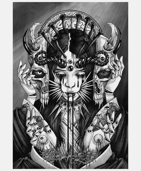 Art Drawings Tattoo, Gotik Tattoo, Unique Pictures, Scary Tattoos, Creepy Tattoos, Dark Art Tattoo, Tattoo Style Drawings, 다크 판타지, Dark Art Drawings