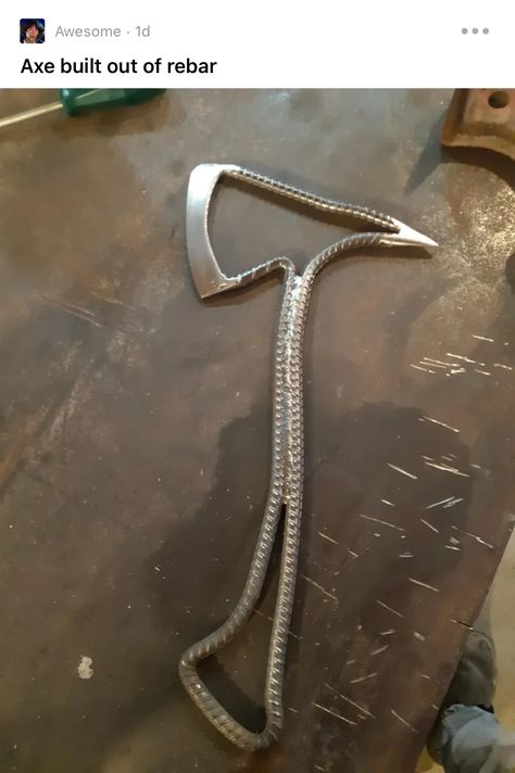 Rebar Axe Messer Diy, Cool Welding Projects, Welding Crafts, Blacksmith Projects, Welding Art Projects, Welding And Fabrication, Diy Welding, Metal Working Projects, Metal Welding