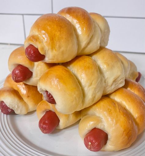 Bread Rolls “Pig in a blanket” | Bread Rolls “Pig in a blanket” | By Foodzizzles Foodzizzles Bread, Pigs In A Blanket Recipe, Pig In A Blanket, Rhodes Dinner Rolls, Pigs In A Blanket, Bread Rolls, Dinner Rolls, A Blanket, Public School