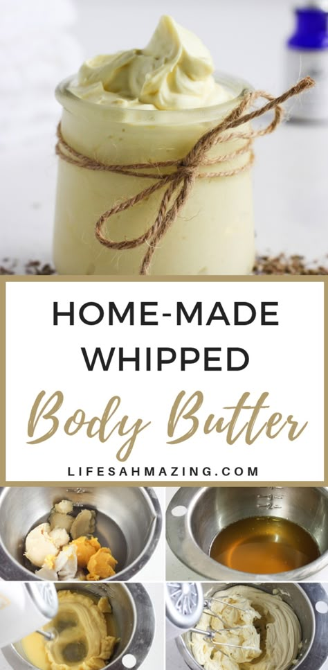 Body Butter Recipe Whipped, Homemade Whipped Body Butter, Whipped Body Butter Recipe, Diy Body Butter Recipes, Body Butter Recipes, Diy Spa Treatments, Body Butter Recipe, Coconut Oil Body, Lavender Body Butter