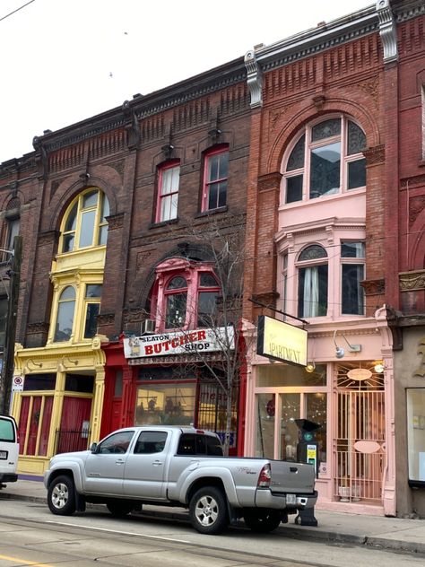 Cool facades in my... village (east of Sherbourne Street on Queen East, Toronto) Old Toronto, Toronto Life, Beautiful Architecture, Facades, Spring Break, Toronto, Queen, Architecture, Tv