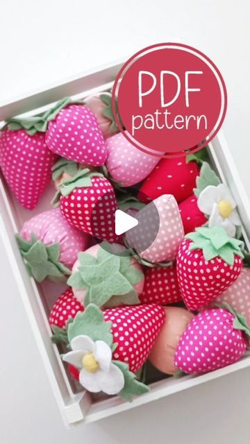 Sabina Bürgermayer on Instagram: "🍓Make your own Fabric Strawberries! 🍓❤️🍀  🍓PDF Pattern and Step by step easy to follow sewing and instructions available!  #strawberrypattern #dollpatterns  #makeyourowndoll #diydoll #patternsewing #patterndesigns #patternmaking #sewingdolls #dollsewingpattern #dollmaking #dollmakingprocess #sewingpatterns #sewingpatternsforsale #plushiepattern #toypattern #flabrikapatterns" Diy Fabric Strawberries, Fabric Strawberries Pattern, Felt Strawberry Pattern, Strawberry Sewing Pattern, Fabric Strawberries, Doorstop Pattern, Strawberry Crafts, Make Your Own Fabric, Fabric Garland