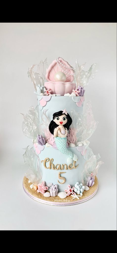 Mermaid Figurine, Handmade Mermaid, Mud Cake, Dress Cake, Mermaid Cakes, Clam Shell, Fondant Cake, Rice Paper, Pretty Cakes