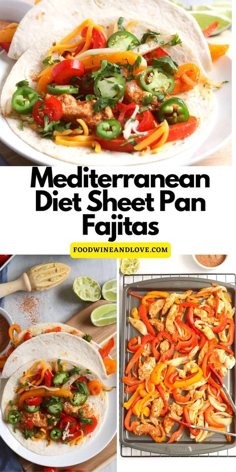 Healthy Meal With Chicken, Mediterranean Diet Chicken, Meal With Chicken, Sheet Pan Fajitas, Pan Fajitas, Mediterranean Diet Food List, Mediterranean Recipes Healthy, Mediterranean Diet Recipes Dinners, Mediterranean Diet Meal Plan