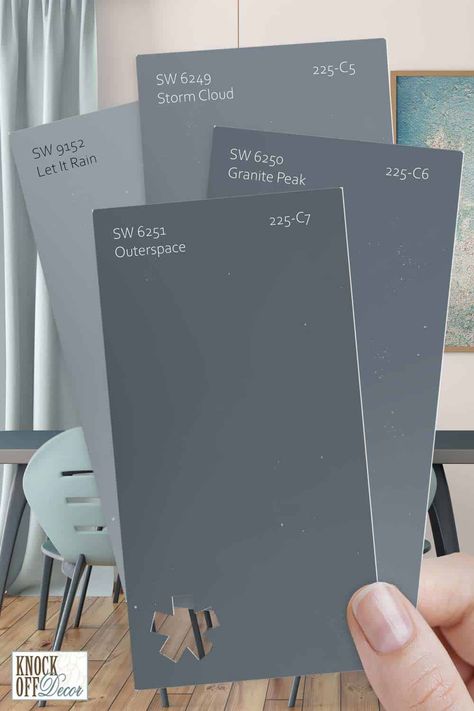 Outerspace Sherwin Williams, Sherwin Williams Paint Gray, Wall Paint Ideas, Blue Gray Paint Colors, Blue Gray Paint, Moody Decor, Home Bar Design, Paint Color Inspiration, Favorite Paint Colors