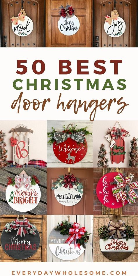 Holiday Front Porch Decor, Holiday Front Porch, Christmas Door Hangers, Diy Christmas Door, Christmas Signs Diy, Idee Cricut, Door Signs Diy, Signs Diy, Merry Bright Christmas