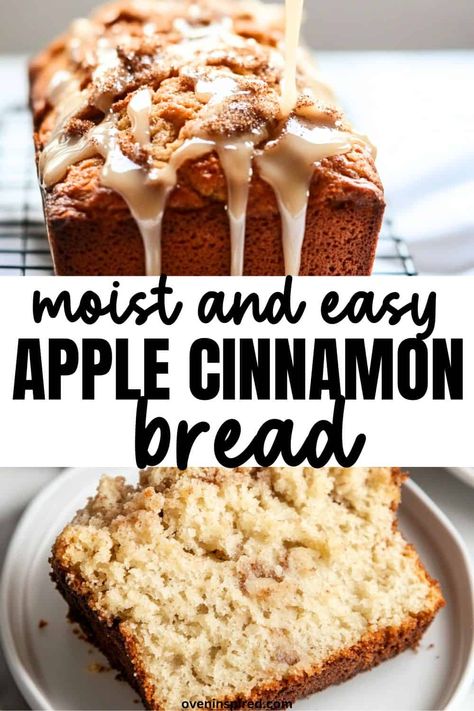 Here's the best moist and easy apple cinnamon bread recipe that my mom and grandma passed down to me. It's delicious, yummy and easy to make. Apple Bread With Self Rising Flour, Apple Cinnamon Bread Recipe, Apple Bread Recipe Healthy, Apple Cinnamon Bread With Sour Cream, Apple Bread Recipe Moist, Cinnamon Apple Bread, Apple Cinnamon Yeast Bread, Bread Maker Apple Cinnamon Bread, Apple Cinnamon Bread With Applesauce