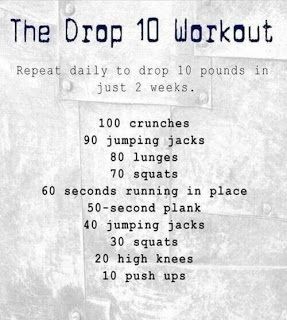 Work out routine, crunches, jumping jacks, squats, push ups Drop 10 Workout, Workout Morning, Workout Fat Burning, Gym Outfits, Diet Vegetarian, Body Fitness, Diet Keto, Motivation Fitness, Morning Workout