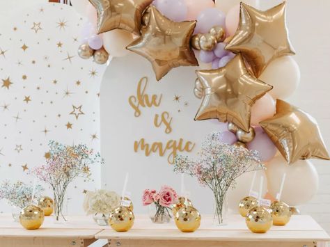 Magical First Birthday, She Is Magic, Letters Cursive, Kids Birthday Party Decorations, Magic Birthday Party, Twinkle Twinkle Baby Shower, Magic Birthday, Kids Birthday Party Decoration, Twin First Birthday