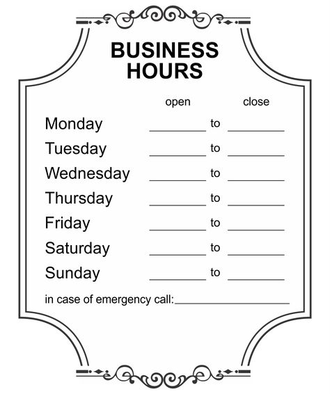 Printable Business Hours Signs Business Hours Sign Template, Office Hours Sign, Small Bissiness, Store Hours Sign, Business Hours Sign, Meeting Template, Printable Forms, Improve Reading Comprehension, Evaluation Form