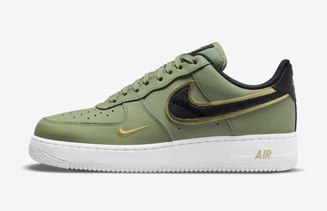 Nike Air Force 1 Low Olive Green DA8481-300 Release Date Blue Toes, New Nike Air Force, Nike Socks, Nike Air Force 1 Low, Cheap Nikes, Air Force Ones, Air Force 1 Low, Jordan 1 Retro High, Sneaker Collection