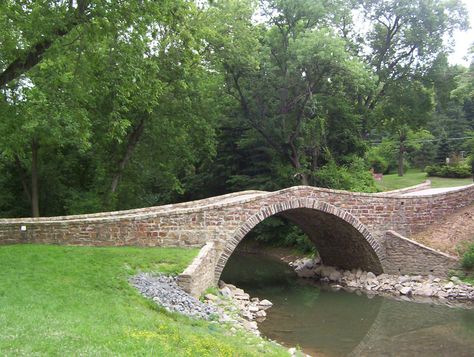 Stone Arch Bridge-Lewistown, PA Driveway Bridge Over Creek, Driveway Bridge, Driveway Culvert, Garden Bridge Design, Backyard Bridges, Bridge Ideas, Pond Bridge, Stone Arch Bridge, Stone Bridges