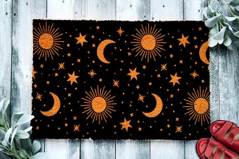 Sun And Moon Pattern, Jute Doormat, Monogram Door Mat, Funny Welcome Mat, Entry Mats, Moon Pattern, Closing Gift, Front Door Mats, Funny Doormats