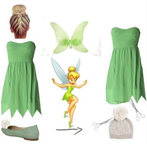 Diy Tinkerbell Costume, Kostum Disney, Cheap Halloween Costumes Diy, Kostum Peri, Diy Fantasia, Teenage Halloween Costumes, Tinkerbell Costume, Tinkerbell Fairy, Kostum Halloween