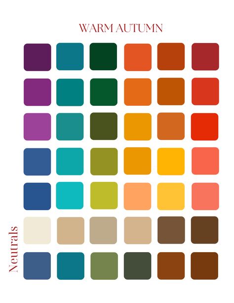 Autumn Color Pallet, True Autumn Color Palette, Warm Autumn Color Palette, Skin Tone Clothing, Health Vocabulary, Colours Palette, Autumn Color Palette Fashion, Makeup Suggestions, Deep Autumn Color Palette