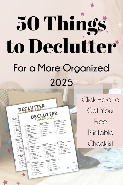 Decluttering just got simpler! 🎉 Download this FREE printable checklist and get rid of 50 common items holding your home back from looking its best. Perfect for creating a more serene and organized space. 🧹📋 Start now! Decluttering Checklist Printables, Declutter Checklist Printables Free, Declutter Printable, Best Closet Organization, Declutter Checklist, Bathroom Appliances, Entryway Closet, Declutter Kitchen, No Closet Solutions