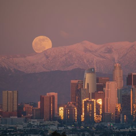 Los Angeles Mountains, Winter In Los Angeles, San Gabriel Mountains, Full Moon Rising, A Image, Moon Rising, San Gabriel, Image Description, Moon Rise