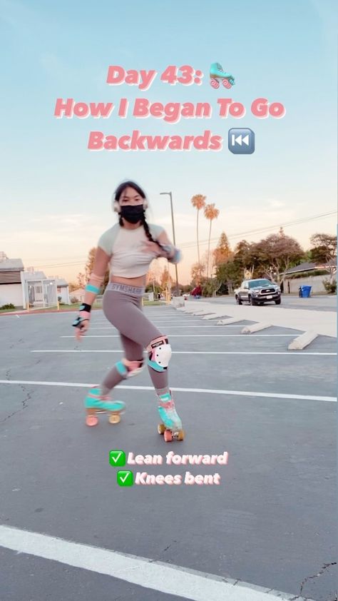 sk8erjuls on Instagram: Day 43: 🛼⏮ This is not a tutorial!! I’m just sharing how I began to go backwards and I hope it helps you all with your skating journey! 💕… How To Skate Backwards, Backwards Roller Skating, Roller Skating How To Stop, Skating Backwards, How To Roller Skate Backwards, Roller Skating Backwards, Roller Skating Benefits, Roller Skating Moves, Weight Exercises