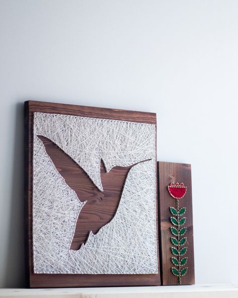 🐦 The birds have been singing for a while now, so why not celebrate them and the sun outside with some classic string art hummingbird signs? ☀️ Pssst, I think this one is the first silhouette piece we ever made. 🌸 #stringart #stringartshop #craftkit #hummingbirdart The Birds, String Art, Art Craft, Craft Kits, Art Shop, Art Ideas, The Sun, The Outsiders, Singing