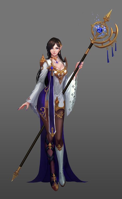 ArtStation - White Mage, Sol Son Mage Robes Female, Holding Staff Pose Reference, White Mage Ff, White Mage Female, Storm Mage Female, White Mage Final Fantasy Art, Japanese Fox, Dnd Elves, Fantasy Garb