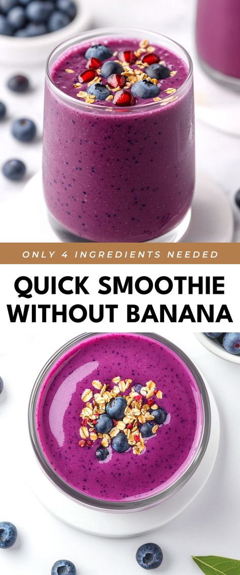 Image for Quick Smoothie Without Banana Healthy Smoothie Recipes Without Banana, Blueberry Smoothie No Banana, No Banana Smoothie Recipes, Smoothie Recipes No Banana, No Banana Smoothie, Smoothie Recipes Without Banana, Blueberry Banana Smoothie Recipe, Smoothies Without Bananas, Smoothie No Banana