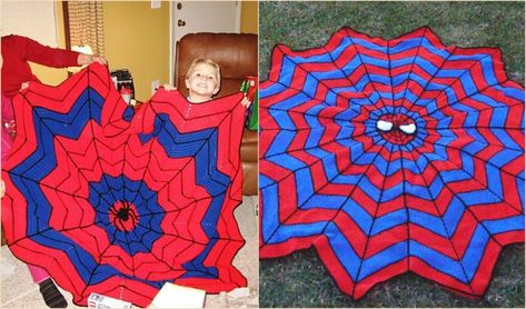 Superhero Dreamcatcher Afghan Free Crochet Pattern Spiderman Blanket, Crochet Dreamcatcher Pattern, Spider Man Web, Boy Crochet Patterns, Afghans Crochet, Crochet For Beginners Blanket, Bernat Blanket Yarn, Crochet Tips, Crochet Bedspread