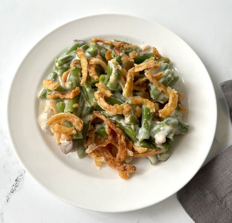 French's (Durkee) Original Green Bean Casserole Dairy Free Green Bean Casserole, Original Green Bean Casserole, Gluten Free Green Bean Casserole, Vegan Green Bean Casserole, Ruth Chris, Chopped Salad Recipes, Favorite Casseroles, Greenbean Casserole Recipe, Fresh Green Beans