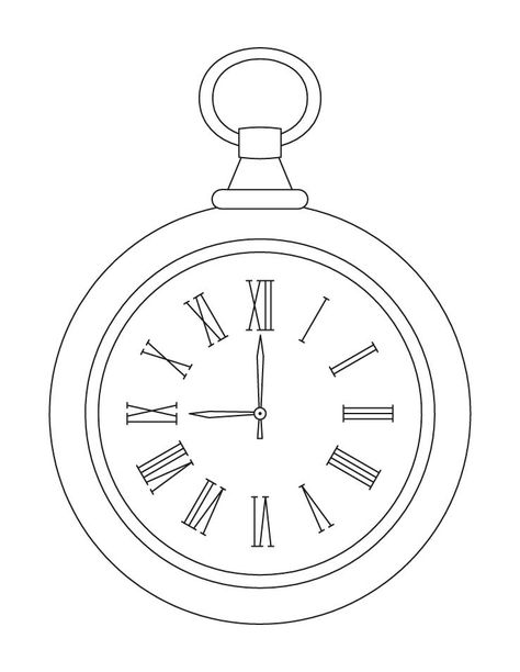 Pocket clock Minimalist Clock Drawing, Simple Pocket Watch Drawing, Pocket Clock Drawing, Pocket Watch Outline, Watch Art Drawing, Clock Coloring Page, Clock Outline, Pocket Watch Drawing, Pocket Clock