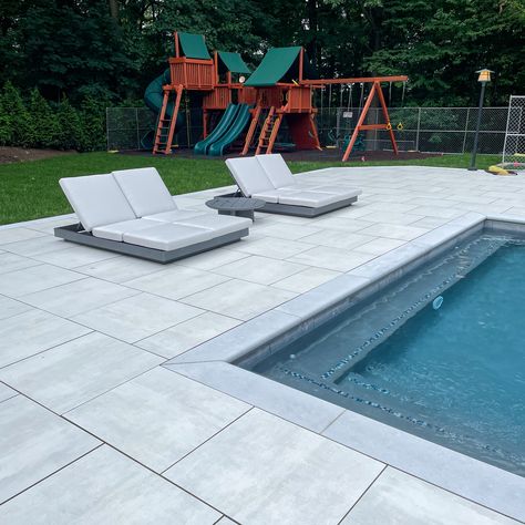 Rooftop Landscape Design, Pool Hardscape, Rooftop Landscape, Deck Pavers, Paver Deck, Large Pavers, Porcelain Pavers, Pool Pavers, Outdoor Tile