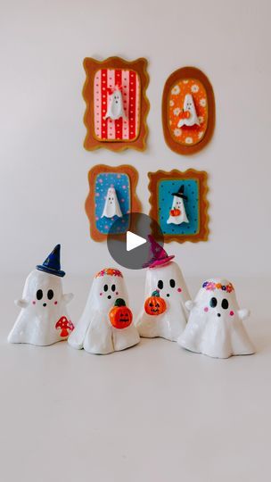 52K views · 7.1K reactions | ✨👻 CLAY GHOSTS 👻✨
•
A little ghost family - how cute??
•
I used air dry clay, once dried I sanded them down and painted with acrylic, I added details with @sharpieworldwide creative markers and finished with gloss varnish! 👻✨
•
•
•
•
•
#ghosts #ghost #halloween #clayghost #halloweendecor #clayartist #clayvase #diyvase #claysculpture #claylove #recycleandplay #recyclemeplay #recycledhome #upcycledart  #diygirl #sustainablecraft #zerowastelifestyle | Lydia Rowley | LÒNIS & Little League · Check This Out Clay Ghosts, Ghost Family, Little Ghost, Upcycled Art, Clay Vase, Diy Vase, Ghost Halloween, Clay Sculpture, Diy For Girls