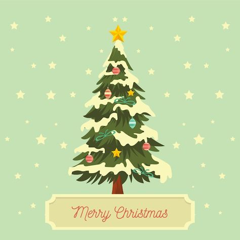 Vintage christmas tree | Free Vector #Freepik #freevector #christmas-tree-cartoon #christmas-tree #retro-christmas #arbol-navidad Christmas Tree Drawing, Christmas Graphic Design, Christmas Tree Collection, Christmas Tree Graphic, Graphic Design Cards, Snow Much Fun, Christmas Graphics, Tree Illustration, Graphic Wallpaper