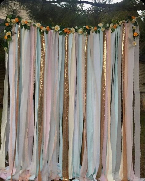 Shabby Chic Photo Backdrop, Ribbon Photo Backdrop, Fabric Photo Backdrop, Shimmer Backdrop, Lace Backdrops, Shabby Chic Garland, Ribbon Backdrop, Shabby Chic Diy Crafts, Blue Garland