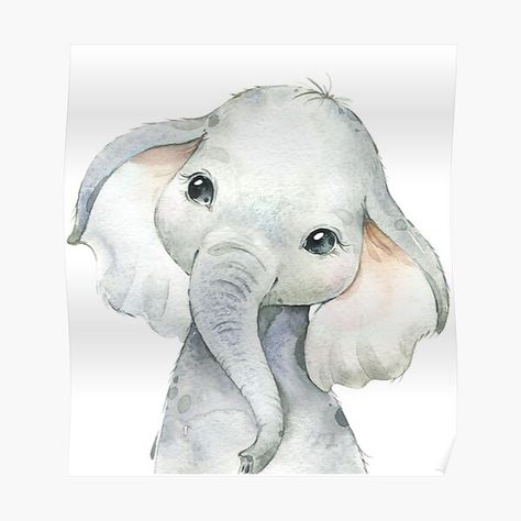 "Baby Elephant" by vibesofcolor | Redbubble Baby Elephants Art, Elephant Print Art, Regnul Animal, Zebra Art, Kids Room Paint, Nursery Prints Boy, Baby Elefant, Elephant Canvas, Elephant Wall Art