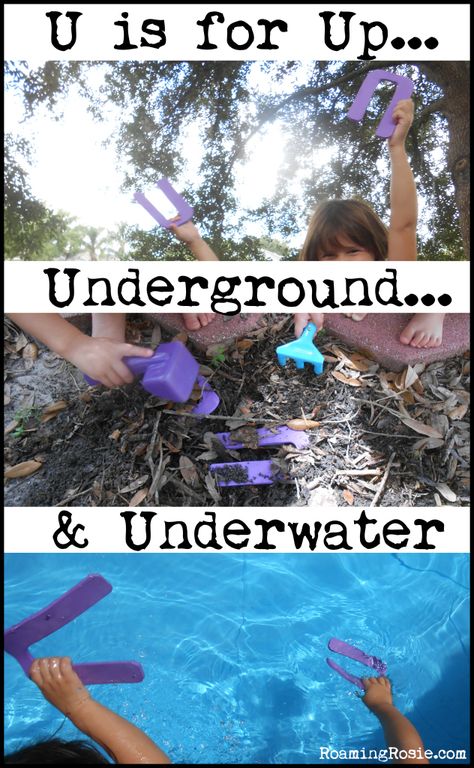 U is for Up, Underground, and Underwater {Alphabet Activities for Kids at RoamingRosie.com} U Is For Underground, Underground Activities For Preschool, Underground Preschool Activities, Zoo Phonics, Play School, Letter U, Learning Letters, Alphabet Activities, Letter Recognition