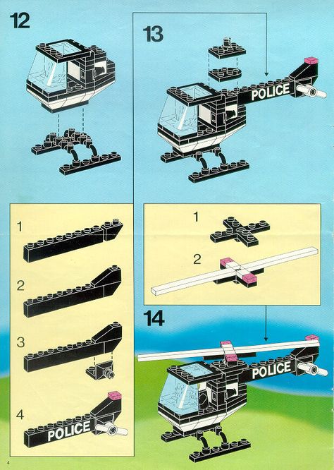 Old LEGO® Instructions | letsbuilditagain.com Lego Cars Instructions, Lego Mindstorms Nxt, Lego Helicopter, Lego Basic, Lego Town, Police Police, Lego Challenge, Lego Building Instructions, Lego Mindstorms