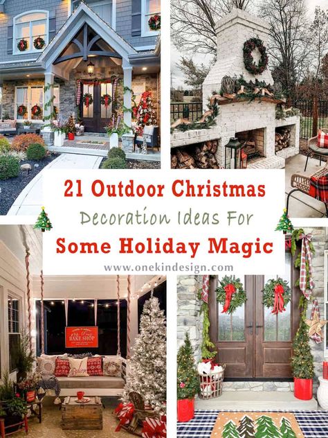 Bay Window Christmas Decor Outdoor, Outdoor Christmas Decoration Ideas, Fireplace Patio, Christmas Entry, Fresh Garlands, Window Wreath, Outdoor Fireplace Patio, Christmas Window Decorations, Christmas Decoration Ideas