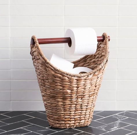 Toilet Paper Storage, Small Bath, Paper Storage, Tiny Bathroom, Laundry Hamper, Pottery Barn Kids, Wooden Handles, Paper Holder, Toilet Paper Holder