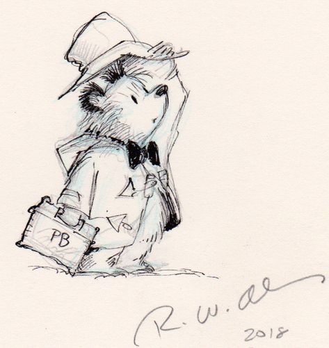 Paddington Goes to the Oscars Paddington Bear Tattoo Ideas, Paddington Tattoo Ideas, Paddington Sketch, Paddington Bear Tattoo, Paddington Drawing, Paddington Tattoo, Paddington Bear Illustration, Bear Poses, Moms 50th Birthday