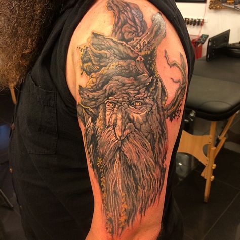 Treebeard Tattoo, Mikey Tattoos, Tree Beard, Tattoo Main, Tat Inspiration, Lotr Tattoo, Jeremy Vuolo, Rings Tattoo, Lord Of The Rings Tattoo