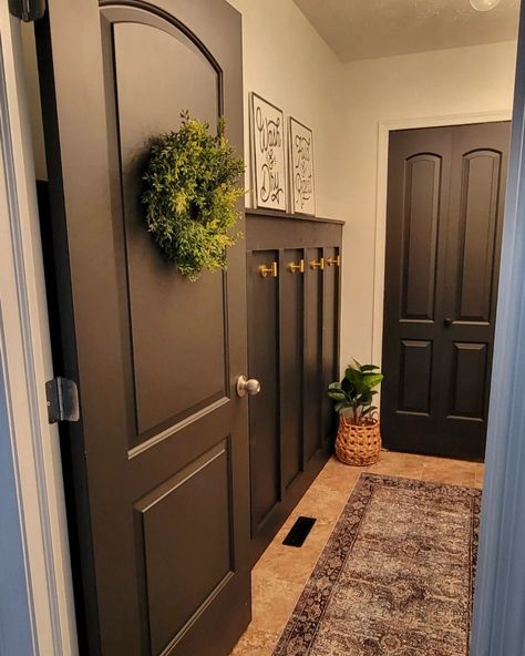 Making my laundry room more functional with this board and batten wall . Entry Hallway Ideas, Diy Board And Batten Wall, Diy Board And Batten, Laundy Room, Batten Wall, Shoe Room, Mudroom Entryway, Mudroom Decor, Entryway Inspiration