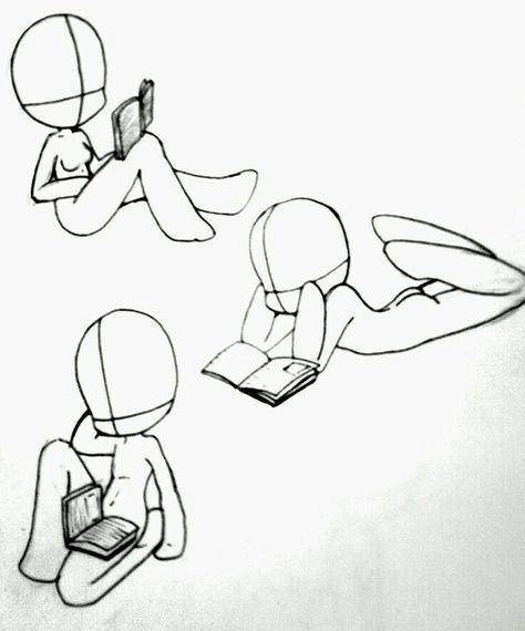 Chibi Reading Book Pose, Reading A Book Pose Drawing, Reading Pose, Poses Chibi, Pose Chibi, Book Poses, Chibi Bases, Chibi Pose, Chibi Poses