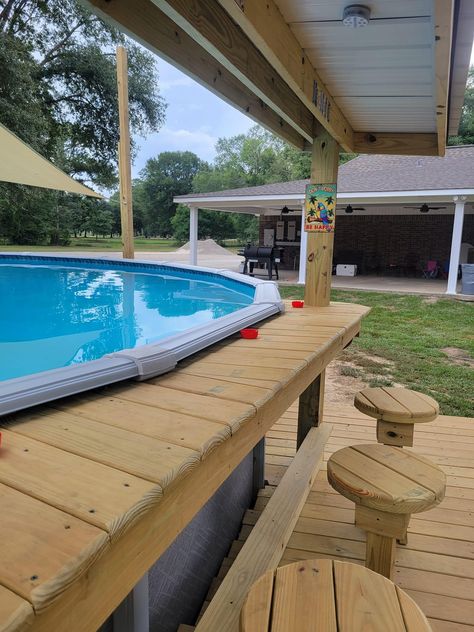 Bar For Above Ground Pool, Pool Bar Ideas, Swim Up Bar, Pool Bar, Above Ground Pool, Pool Deck, In Ground Pools, Projects Ideas, Swimming