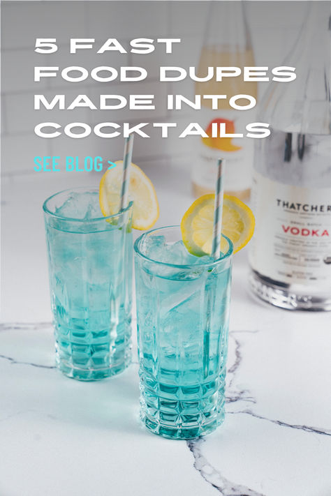 Your favorite fast food indulgences – like McDonald’s Shamrock Shake and Chik-fil-A’s Frosted Lemonade – can be turned into classy cocktails whenever a craving strikes. Try these 5 boozy fast food dupes and let us know what you think on social media using #thatchersorganic. Baja Blast Cocktail, Baja Blast Recipe, Classy Cocktails, Baja Blast, Frosted Lemonade, Shamrock Shake, Fun Cocktails, Cocktail Drinks, Small Batch