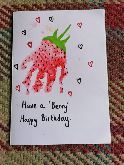 Birthday Card Infant Art, Birthday Footprint Art Grandparents, Aunt Birthday Cards Homemade, Hand Print Birthday Card Grandparents, Happy Birthday Hand Print Art, Footprint Art For Birthday, Birthday Cards From Infants, Birthday Card From Infant, Birthday Infant Art