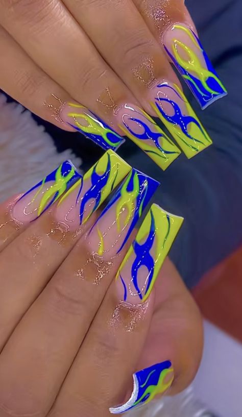 Neon Acrylic Nails, Long Acrylic Nail Designs, Art Designs Ideas, Drip Nails, Nails Design With Rhinestones, Cute Acrylic Nail Designs, Dope Nail Designs, Long Square Acrylic Nails, Unique Acrylic Nails