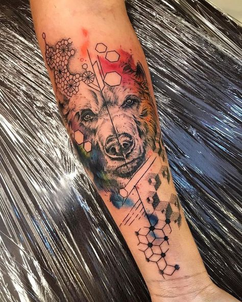 Geometric Bear Tattoo, Tattoos Mom, Adventure Tattoo, Bear Tattoo Designs, Mom Tattoo Designs, Geometric Bear, Mom Tattoo, Bear Tattoos, Tattoo For Son